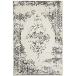 benuta Basic Teppich Sia Cream/Grau 60x120 cm - Vintage-Stil Teppich im Used-Look