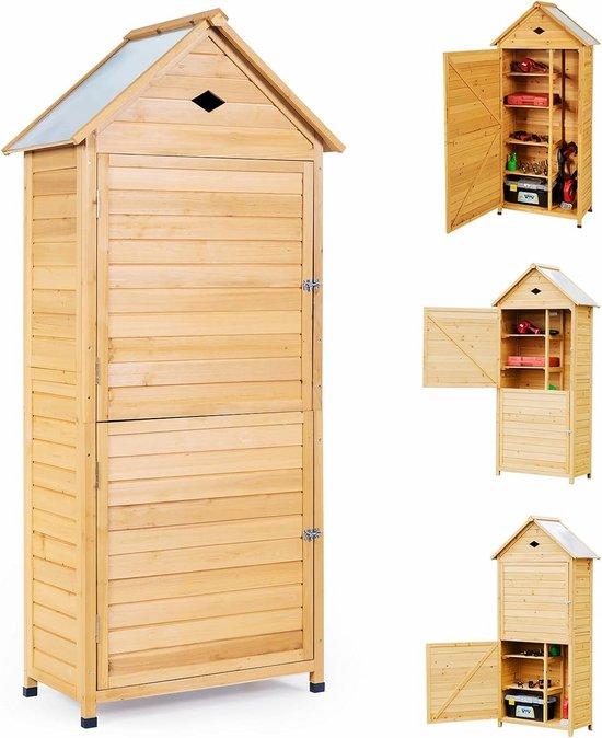 Famanu Gartenhaus - Werkzeugschuppen für Außen - Aufbewahrung von Gartenutensilien - 80x35x176 cm - Gelb