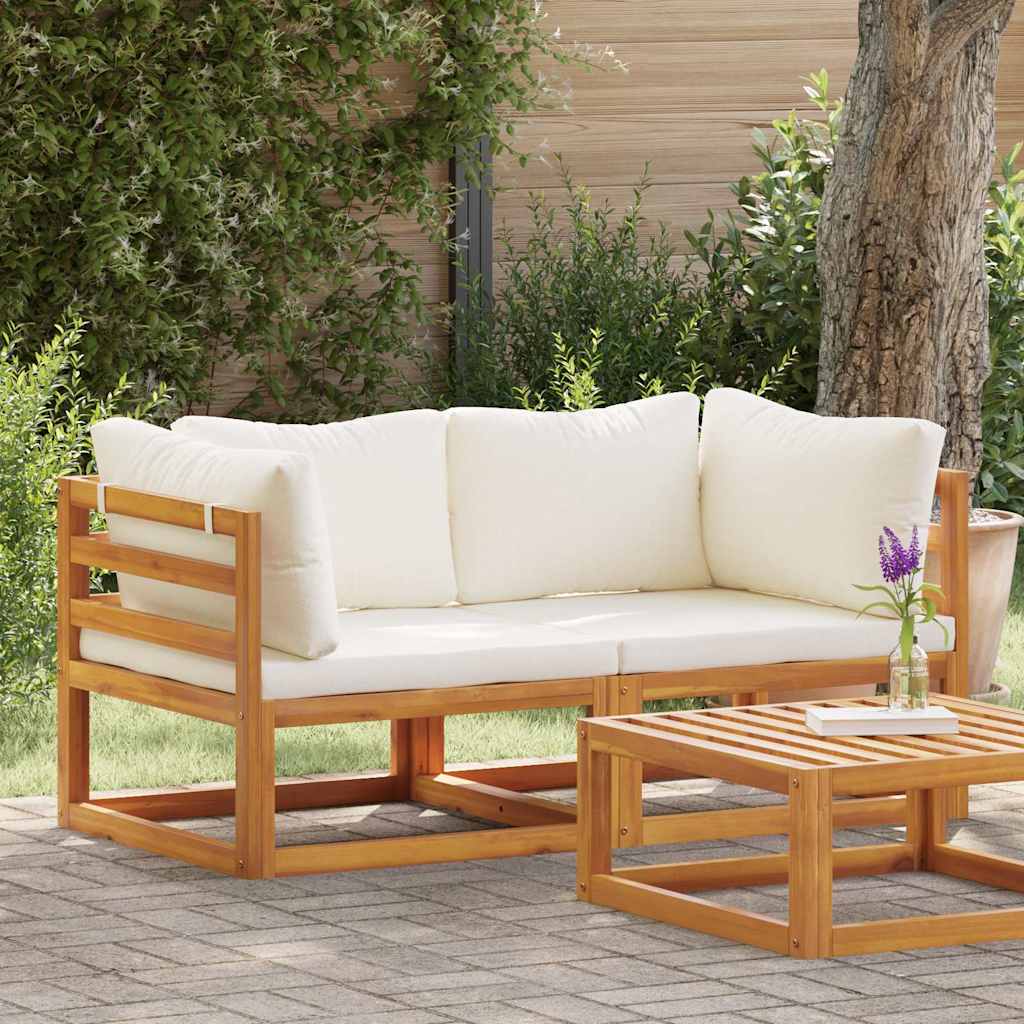vidaXL Sofás de esquina modulares 2 uds con cojines tela blanco crema Crema