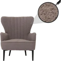 Lounge-Sessel MCW-K37, Cocktail-/Ohrensessel Polsterstuhl Retro Vintage Stoff Bouclé (600g/m2) ~ hellgrau