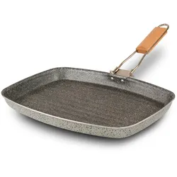 Mamù Rechteckige Grillpfanne, großzügige Größe, antihaftbeschichtet, Aluminium, PFOA-frei, kratzfest, H3 26 x 24 cm