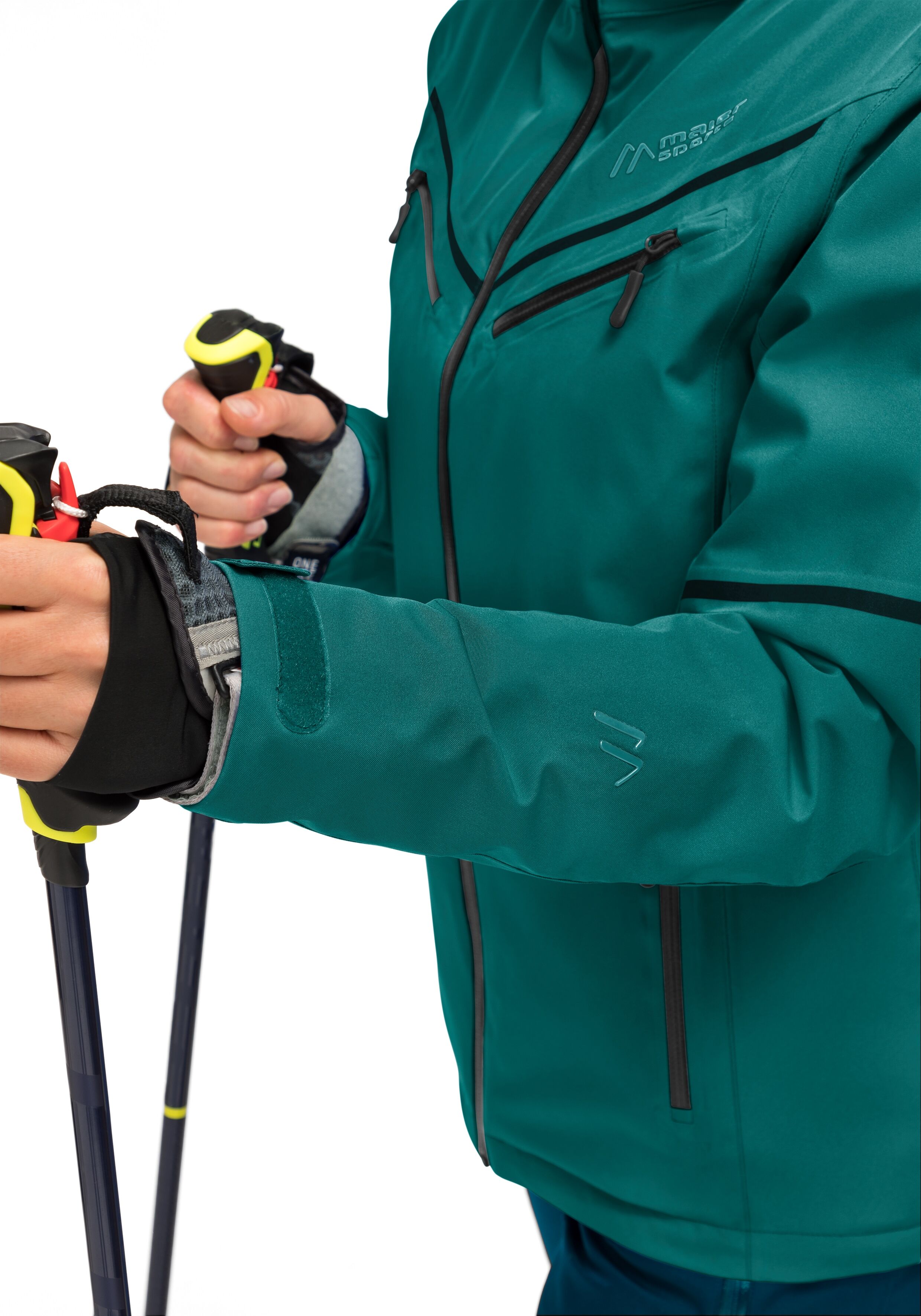 Skijacke MAIER SPORTS "Lunada", Damen, Gr. 40, blau (türkis), 100% Polyester, Rundhals, Jacken Skijacke, Damen Winterjacke, wind- und wasserdicht, 4 RV-Taschen, Regular Fit türkis 40