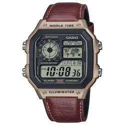 Casio AE-1200WHL-5AVEF Herrenuhr Digital mit Lederband