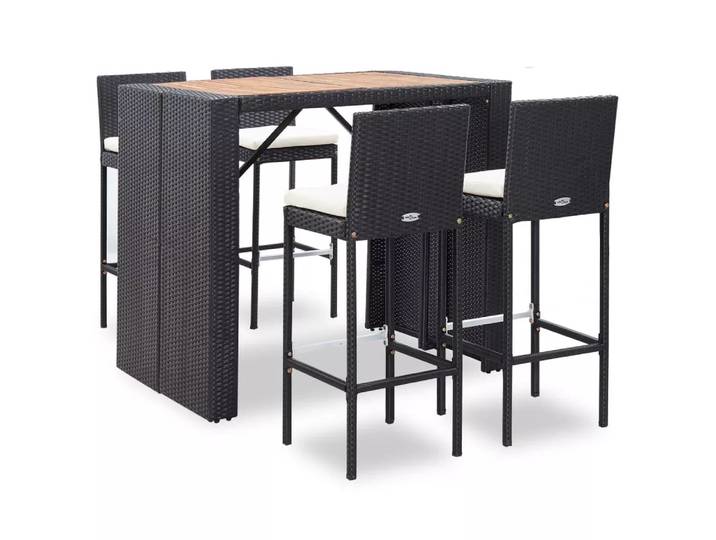 VidaXL - Outdoor-Bar-Set mit Akazienholztisch, One Size, Schwarz