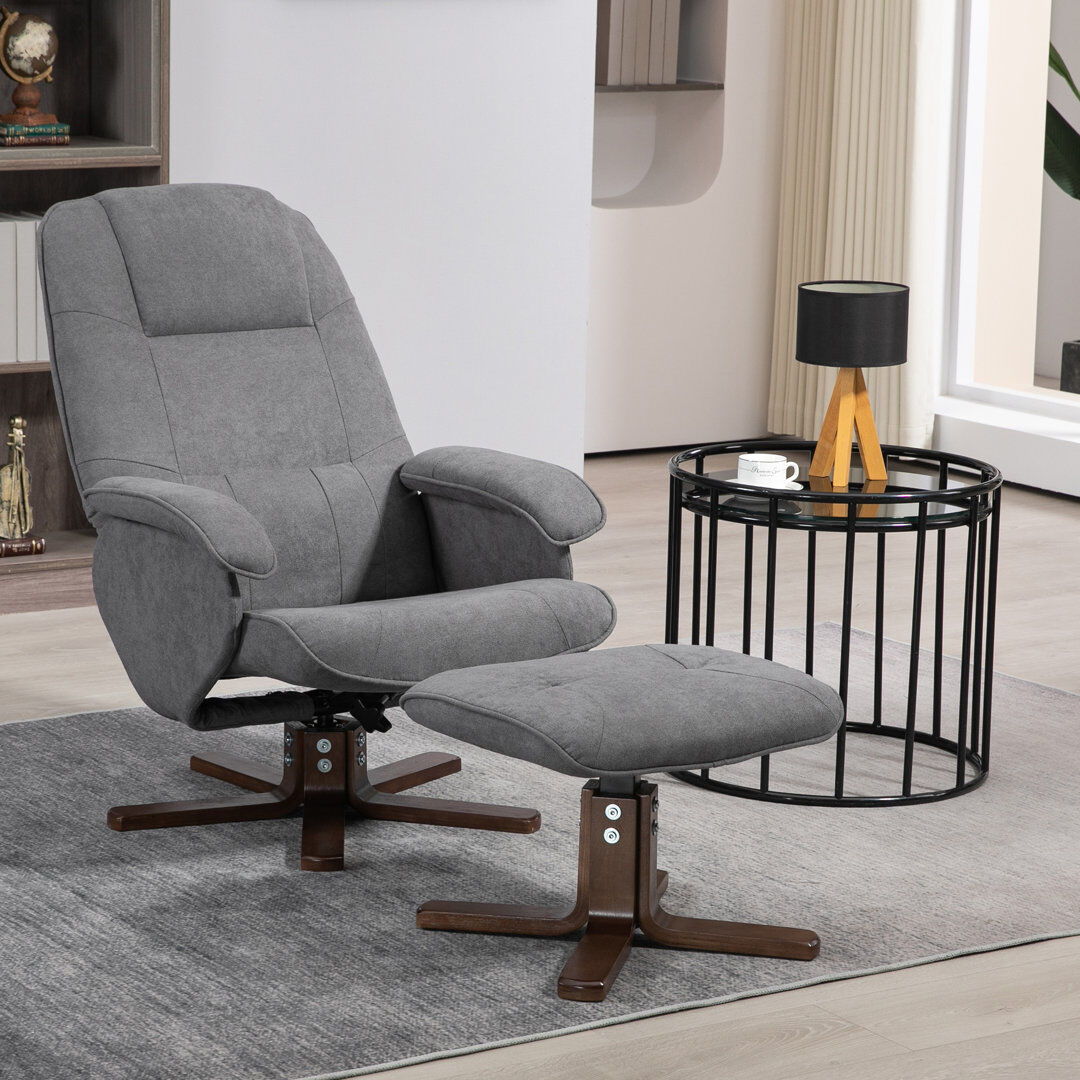 Metro Braylie 73 cm Wide Linen Swivel Recliner Gray 94cm H X 73cm W X 88cm D
