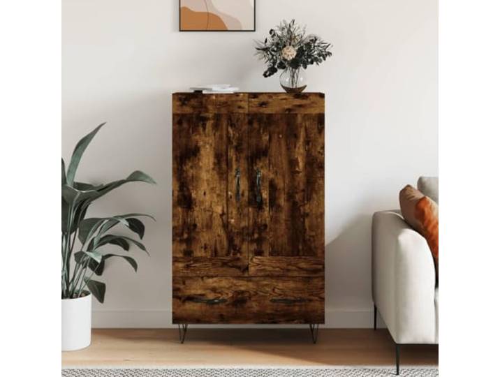 RJPLMFV Anrichte hoch, Eiche, 69,5 x 31 x 115 cm, aus Holz Großer Stauraum, Oberfläche, Wandbefestigung im Lieferumfang enthalten, stabil und langlebig