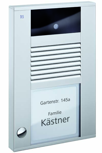 Video-Außenstation mit 130-Grad-Kamera Serie AVD mit 1 Klingeltaste (rechtsbündig), AP silber TCS AVD14013-0010