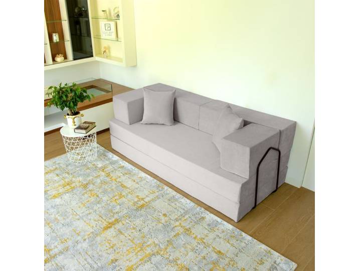 Canapé compressé convertible FLEXIMOOD PORTUGAL GRIS 3 pl déhoussable