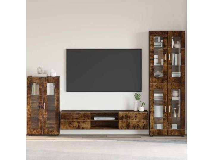 HKQWPBF Sideboard Florin 55,5 x 29 x 100 cm Geräucherte Eiche Matte Oberfläche, robuste Verarbeitung, vielseitig einsetzbar, platzsparendes Format, klare Linien