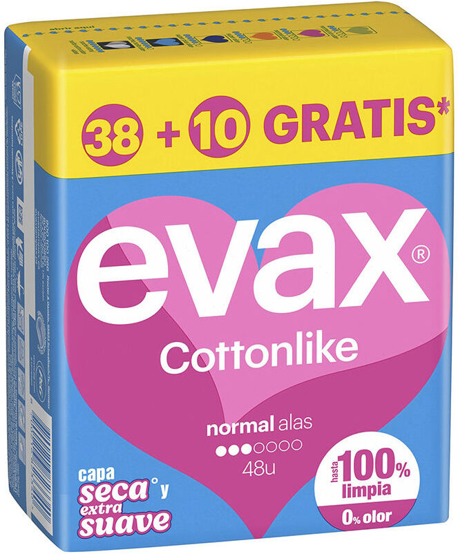 Coussinets Evax Cottonlike normaux ailes 48 u