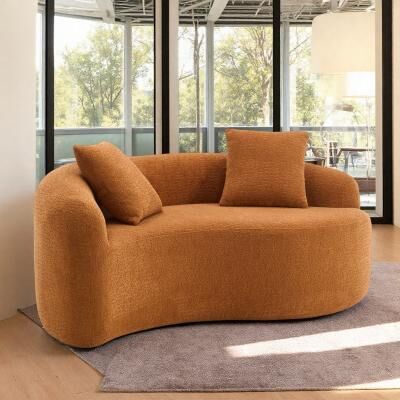 "66.9"" Chenille S-Curved 2-Seater Sofa with Dual-Depth Design and No Assembly Required"