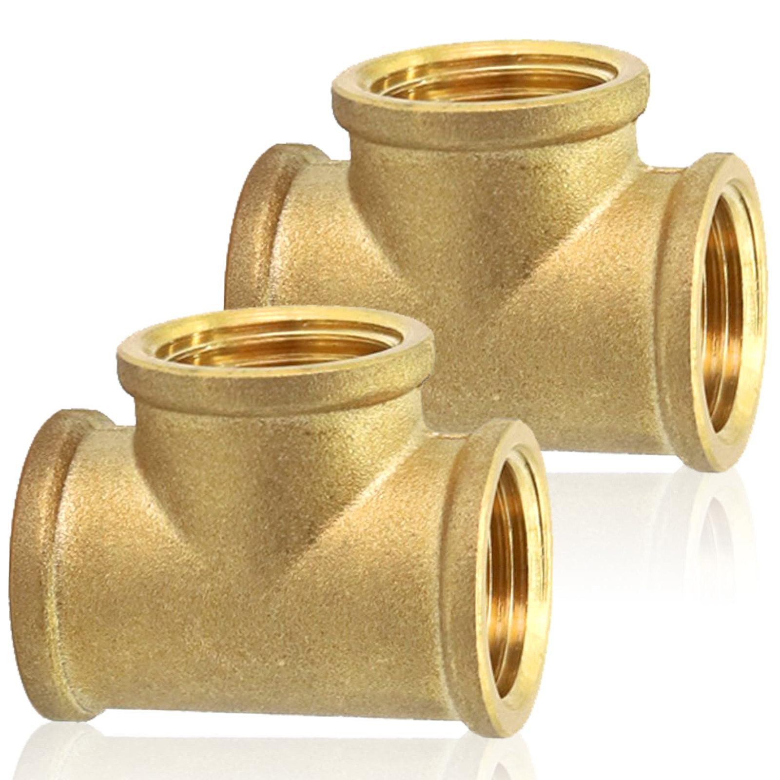 Solidchoice Messing T-Stuk 1/2 Inch Binnengewinde 90 graden - 2 stuks