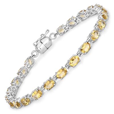 Armband VIRA JEWELS "925-Sterling Silber rhodiniert Citrin oval", weiß, Armbänder, Damen, 19cm, Silber 925 (Sterlingsilber), glänzend, Armband
