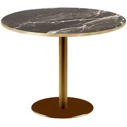 RestooTab - Tisch Rome XL goldmetallic Ø120cm Dekor Marmor royal Kanten messingfarben