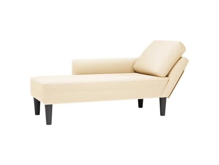 smnyxs Langer Sessel, Velours, cremefarben, mit Lendenkissen Weicher gerippter Stoff, widerstandsfähiger Schaumstoff, Lendenkissen inklusive, pflegeleicht, cremefarben