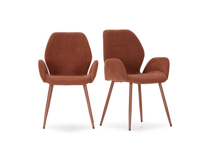 Calicosy Armlehnenstuhl 2er-Set mit Metallfüßen 57,5/57/47,5 cm, Terracotta, 57x47.5x57.5 cm, Esszimmer, Stühle