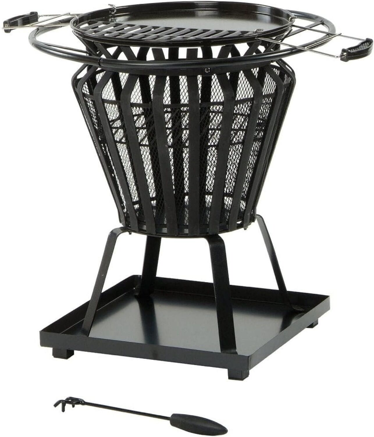 Signa Round Fire Pit with Removable BBQ Grill Plate – Outdoor Fire & Cooking Bowl