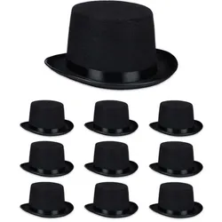 Relaxdays Zylinder Hut 10er Set Schwarz