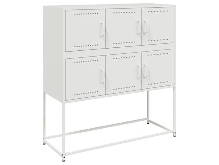 KGHFDVB Sideboard Weiß 100,5x39x107 cm Stahl Kaltgewalztes Stahlblech, Robust Und Stabil, Viel Stauraum Für Zeitschriften, Pflegeleicht
