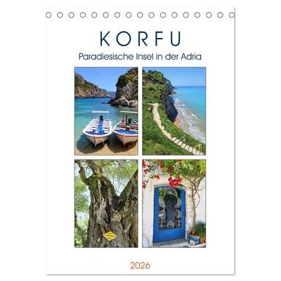Korfu - Paradiesische Insel in der Adria (Tischkalender 2026 DIN A5 hoch), CALVENDO Monatskalender