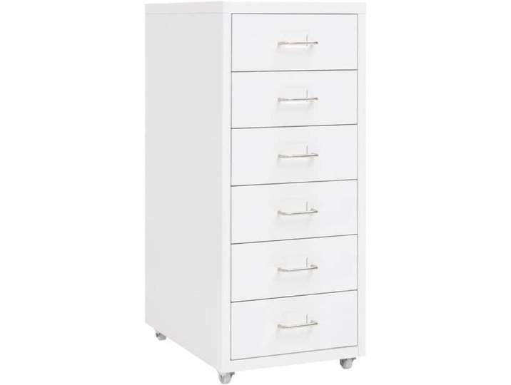 Classeur Mobile Armoire à Dossiers Armoire de Classement Stockage de Fichiers Meuble de Classement Bureau Blanc 28x41x69 cm A528