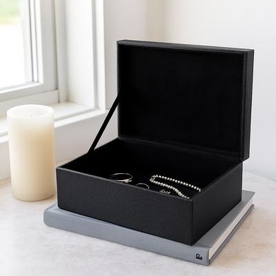 Sagebrook Home "Faux Leather Storage Boxes Handles Modern Design (Set of 2) - 5"" Black - 11"" x 8"" x 5"""