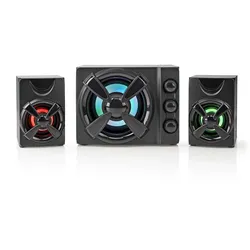 Nedis Gaming-Lautsprecher - Lautsprecherkanäle: 2.1 - Stromversorgung über USB - 3.5 mm Stecker - 33 W - LED - Lautstärke-Regler