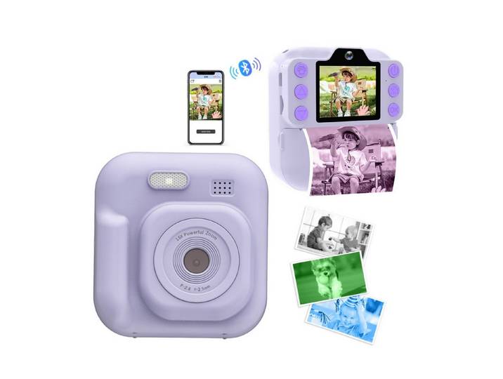 Blossom Kinder Sofortbildkamera Druckfunktion 1080P Digitalkamera Kinderkamera (48 MP, inkl. Videoaufnahme, DIY Graffiti, Spiele und Bluetooth 5.3, Dual Kamera mit Stickerpapier 2.0 Zoll IPS Bildschirm)