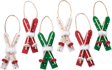 Filz-Hänger "Ski", 10 cm, 6 Stück