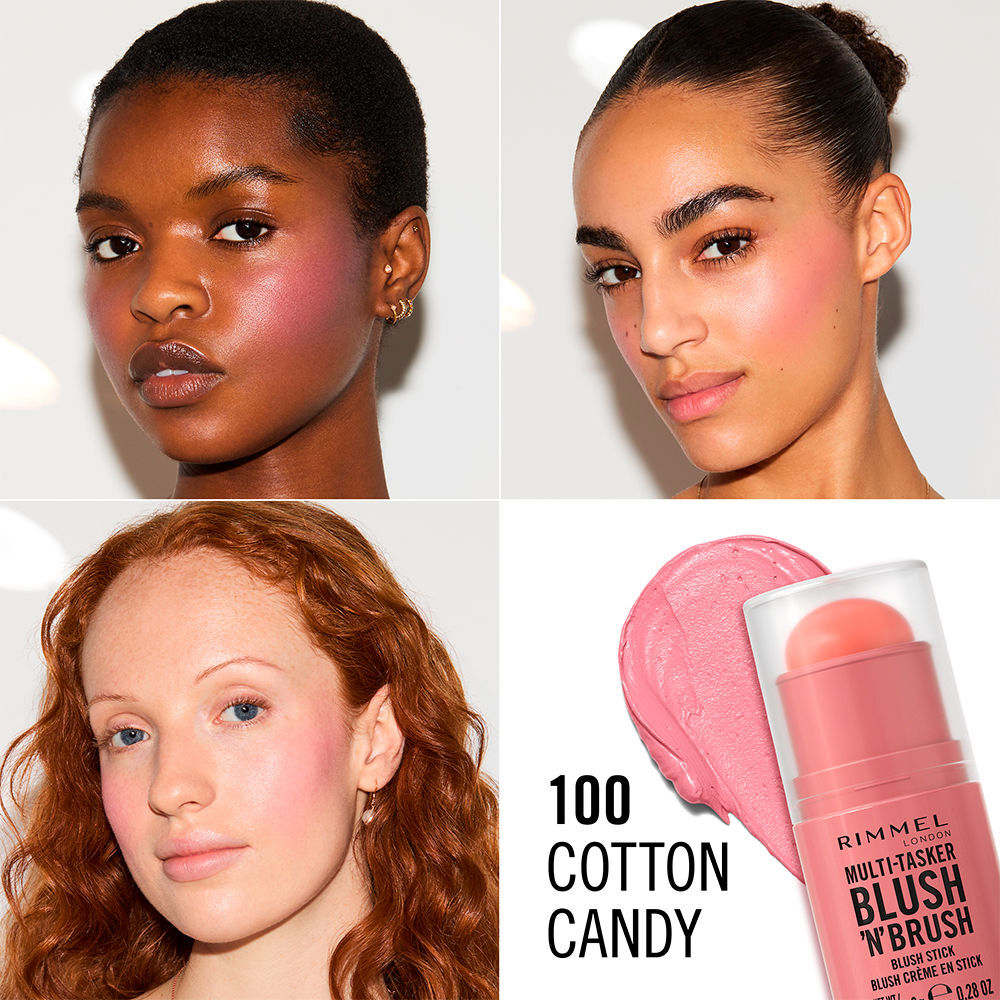 Rimmel London Blush ’N’ Pincel MULTI-TASKER em bastão #100 - Algodão Doce