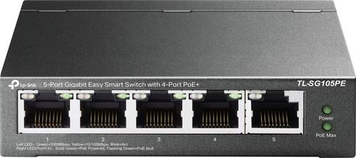 TP-LINK TL-SG105PE Easy Smart TL-SG105PE Netzwerk Switch 5 Port 10 / 100 / 1000 MBit/s PoE-Funktion