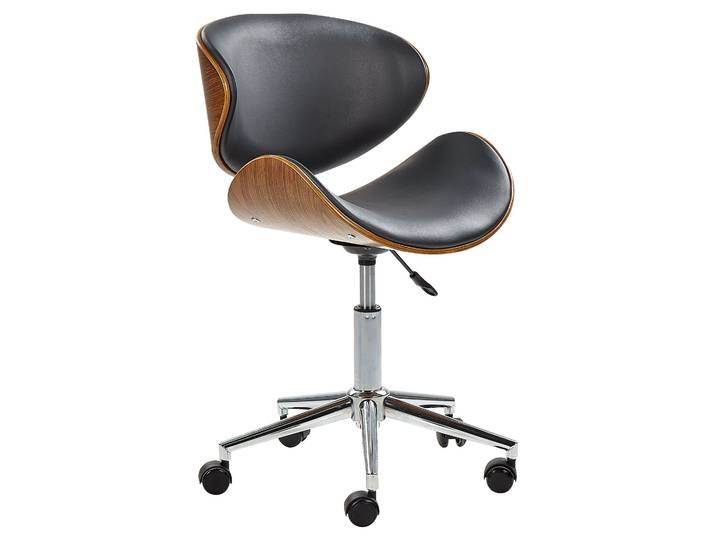 BELIANI Arbeitshocker Schwarz mit Rollen komfortable Sitzfläche aus Kunstleder Modern