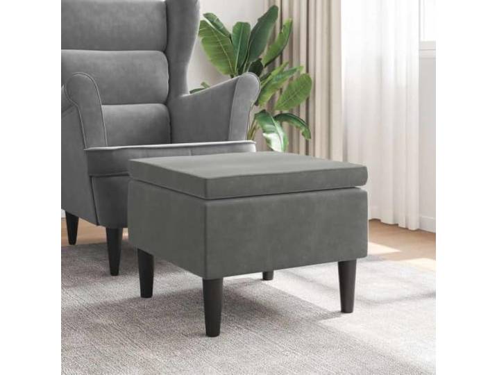 NLQMSU Hocker aus dunkelgrauem Samt mit Holzfüßen Gepolsterte Fußstütze, weicher Sitz, Holzfuß, Stabilität, Haltbarkeit, Wohnzimmer, Eingangsbereich, max. 110 kg