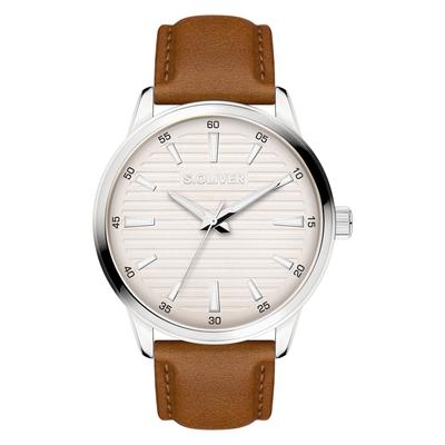 Quarzuhr S.OLIVER "Core Round", braun, Armbanduhren, Herren, Quarzuhr, Armbanduhr, Herrenuhr, analog