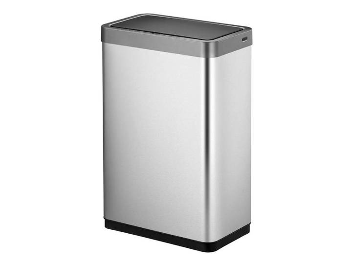 PROREGAL® Mülleimer Sensor-Abfallbehälter aus mattem Edelstahl, 47L,  Silber