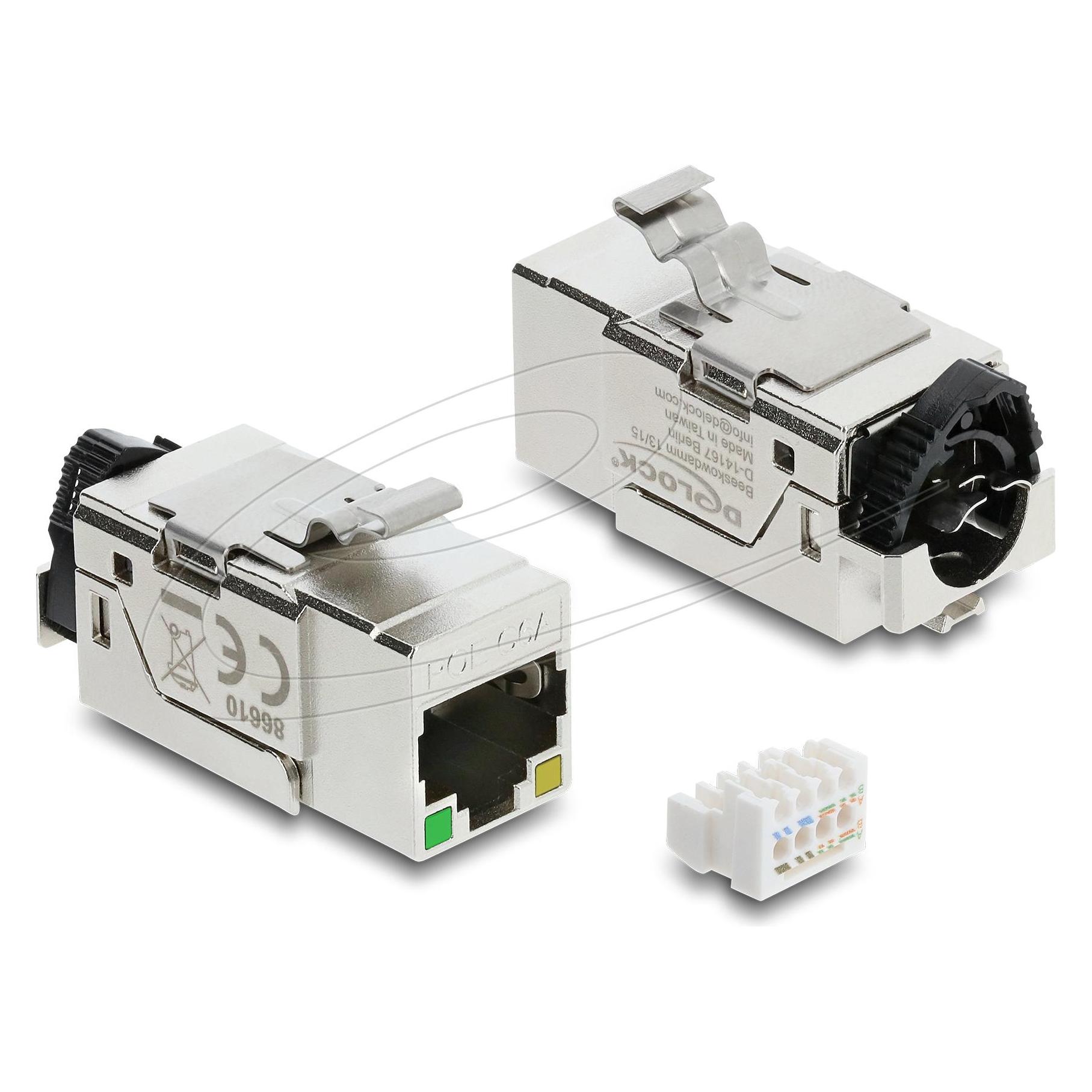 Delock Keystone Modul RJ45 Buchse Cat.6A STP mit PoE LED (Keystone Modul) (86610)