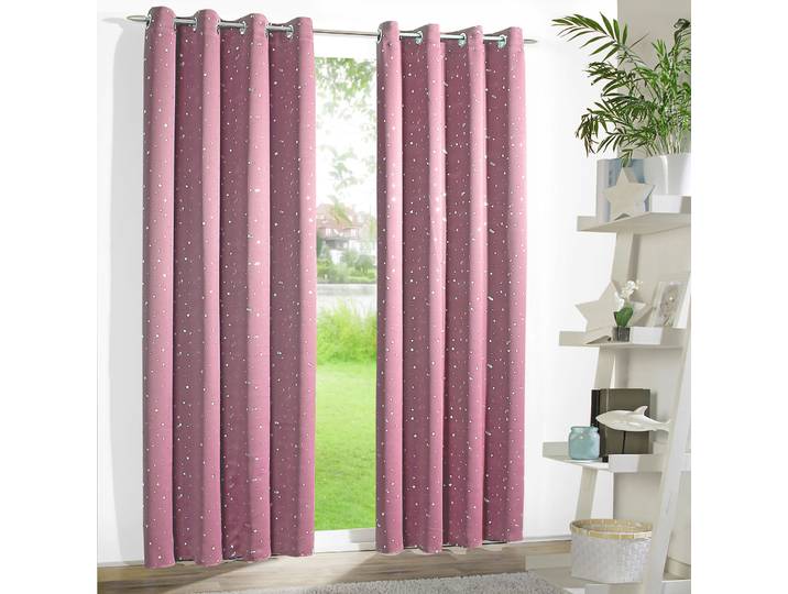 Vorhang WECKBRODT Sarin , rosa, B:135cm H:160cm, Microfaser, Polyester, Gardinen, Vorhang, blickdicht, Thermo, wärme-,kälteisolierend, abdunkelnd, Gardine, Store