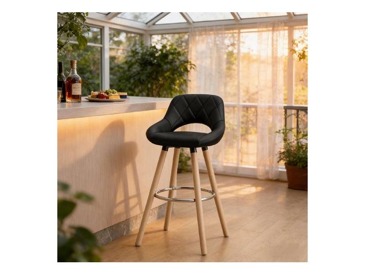 Odikalo Barhocker Esszimmerstühle Polsterstuhl Freizeitstuhl mit Rückenlehne (Massivholzbeine für hohe Stabilität & 100 kg Belastbarkeit Exakte Maße mit durchdachter Ergonomie Versteckte rutschfeste Bodenschutzkappen (Es ist nur ein Bar Stuhl enthalten)