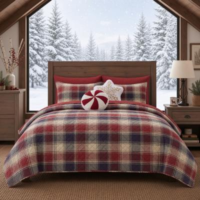 Greenland Home Fashions Nicholas Plaid All Seasons Cotton Quilt Set