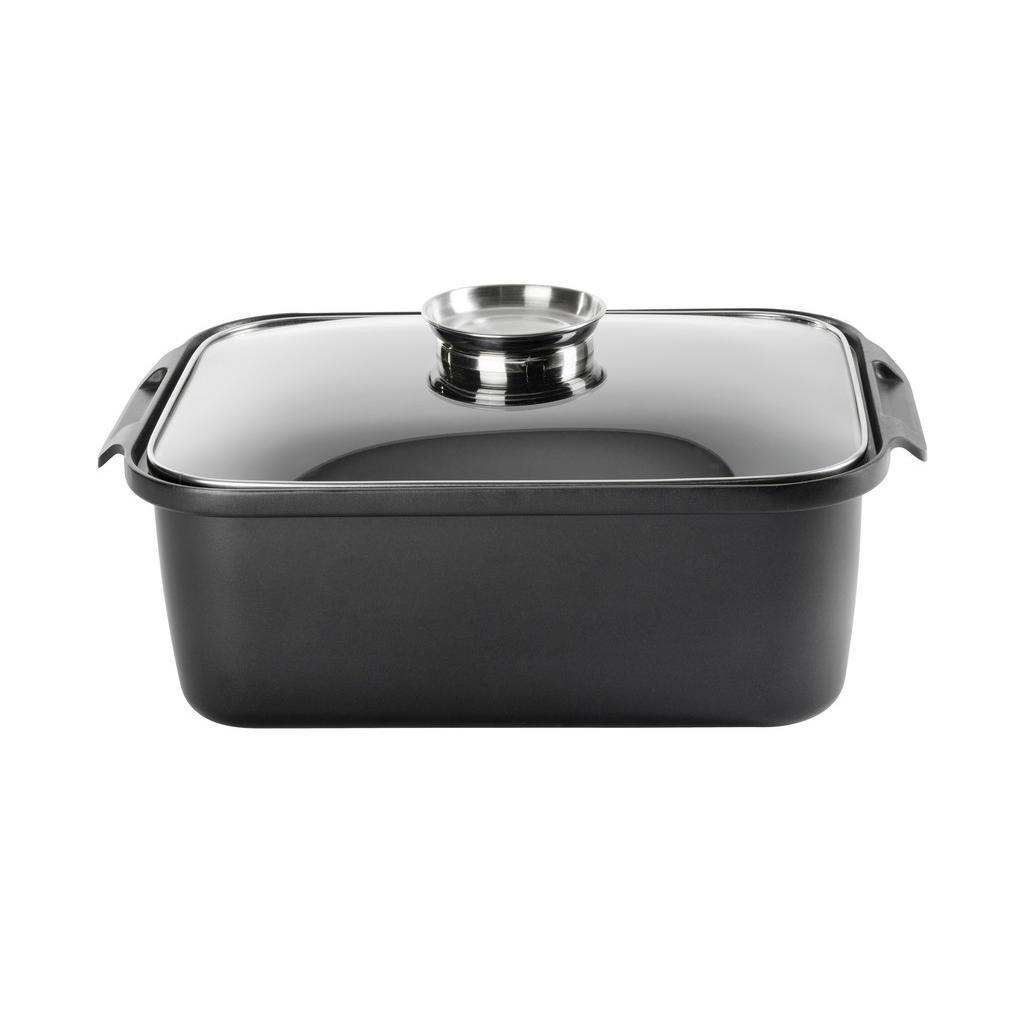 Homeware Profession. Bräter , Klar, Schwarz, Edelstahlfarben , Metall , 8 l , rechteckig , 26x12.2x40 cm , Lfgb , backofengeeignet, antihaftbeschichtet , Kochgeschirr, Töpfe, Bräter