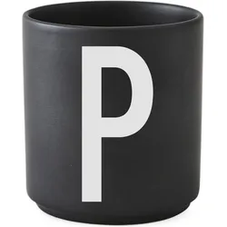 Aj Becher Buchstabe P schwarz aus Porzellan