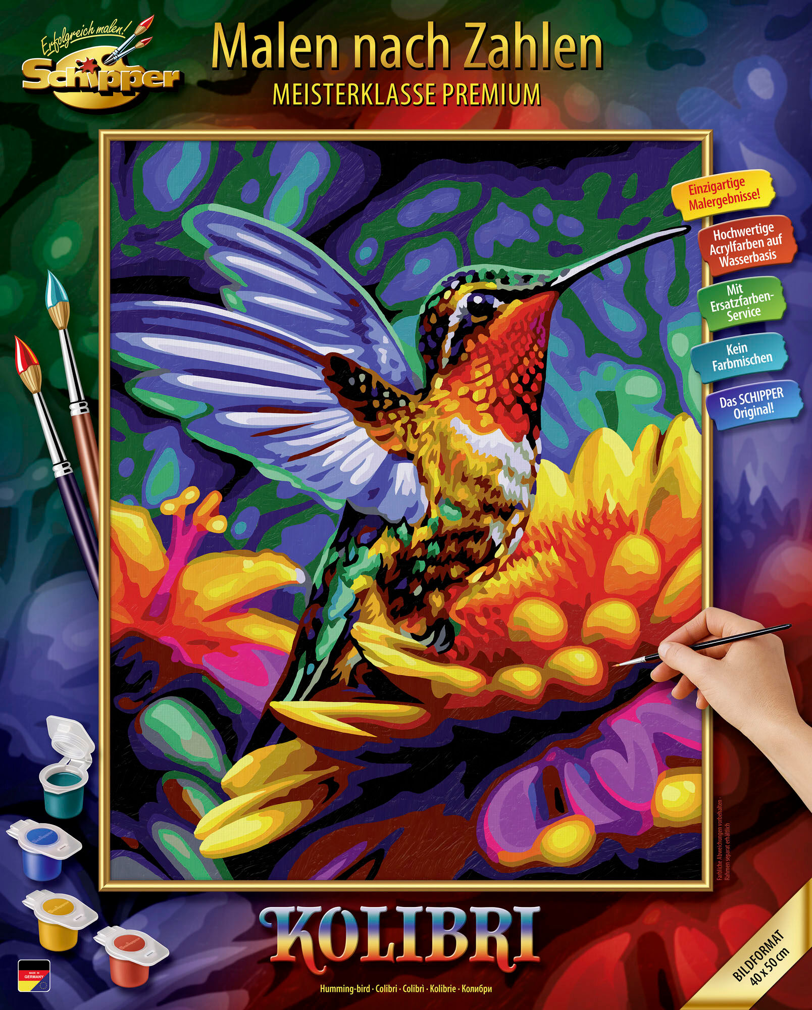 Malen nach Zahlen SCHIPPER "Meisterklasse Premium, Kolibri", bunt, Malvorlagen, KinderB:40cm H:50cm, Malen nach Zahlen, Made in Germany, B:40cm H:50cm