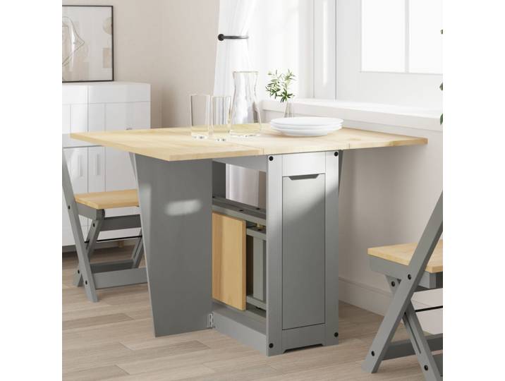 vidaXL Butterfly-Esstisch Klappbar Corona Grau Massivholz Kiefer