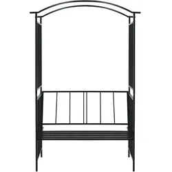 vidaXL Rosenbogen mit Bank Schwarz 128x50x207 cm Eisen : Farbe - Schwarz