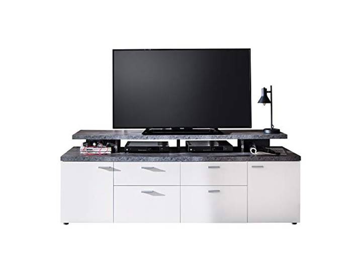 trendteam smart living Meuble TV de Salon avec Espace de Rangement\, Mood\, 180 x 66 x 47 cm\, Mélamine Blanc