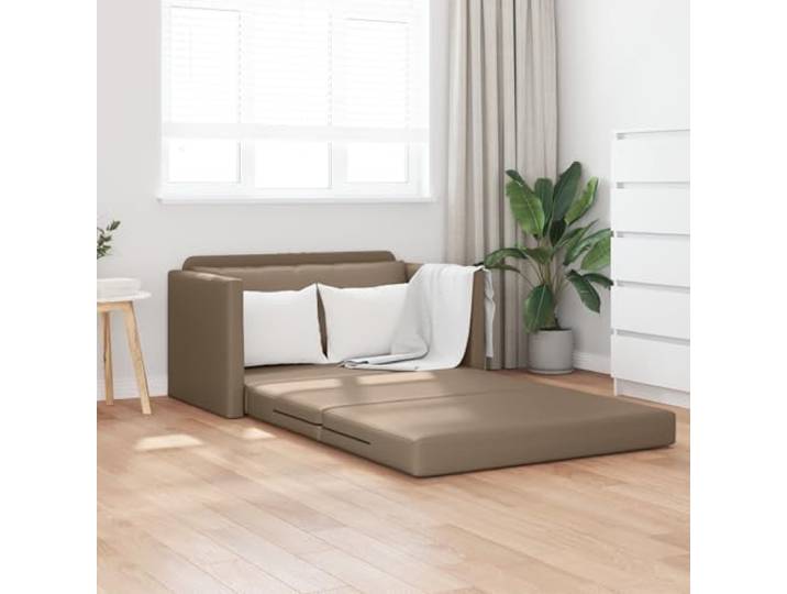 HEFZGDB Futonsofa 2-in-1 Cappuccino Loveseat Schlafsofa 124x71x78 cm Kunstleder Abnehmbare Kissen Kompakt Wohnzimmer Modern Entspannen Stil Komfort Robust Stoff Wasserbeständig