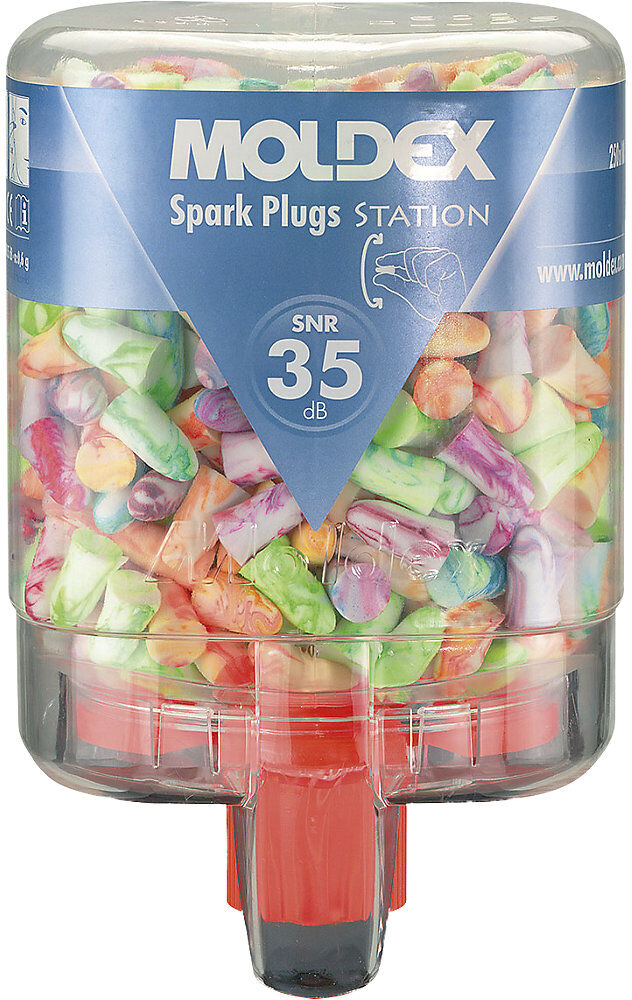 Gehörschutzstation inklusive Stöpsel, SparkPlugs® bunt, SNR 35 dB, inklusive 250 Paar Spark Plugs® MOLDEX