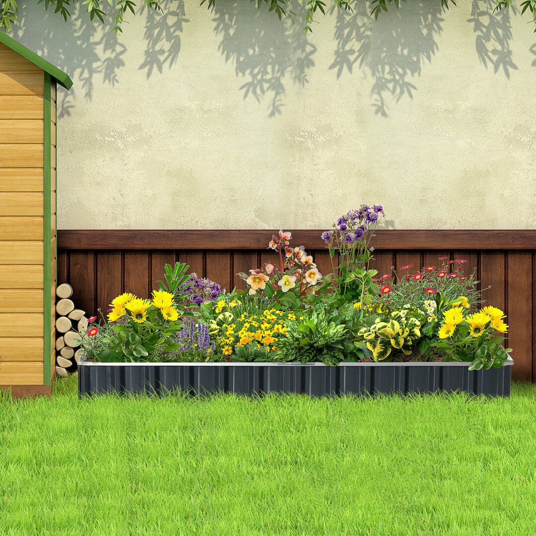 Dakota Fields Outsunny 645L Metal Raised Garden Bed, No Bottom, 258cmx90cm Gray 30cm H X 258cm W X 90cm D