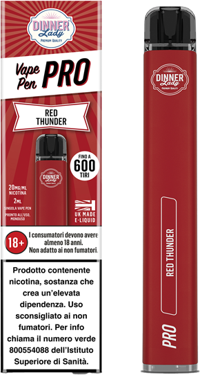 Dinner Lady Red Thunder Vape Pen Pro Usa E Getta - 600 Puff