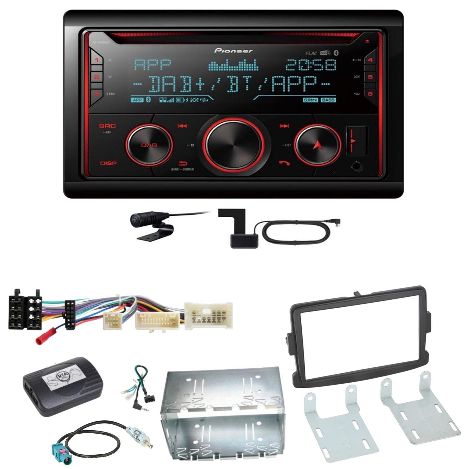 Pioneer FH-S820DAB Digitalradio Bluetooth MP3 Einbauset für Dacia Dokker Sandero